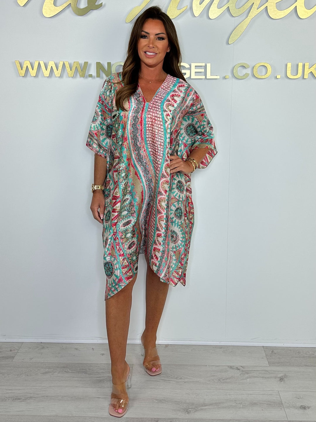 Silk Mix V-Neck Side Split Kaftan (3 Colours)