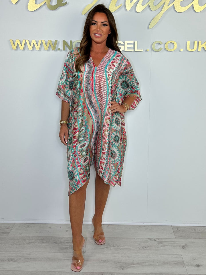 Silk Mix V-Neck Side Split Kaftan (3 Colours)