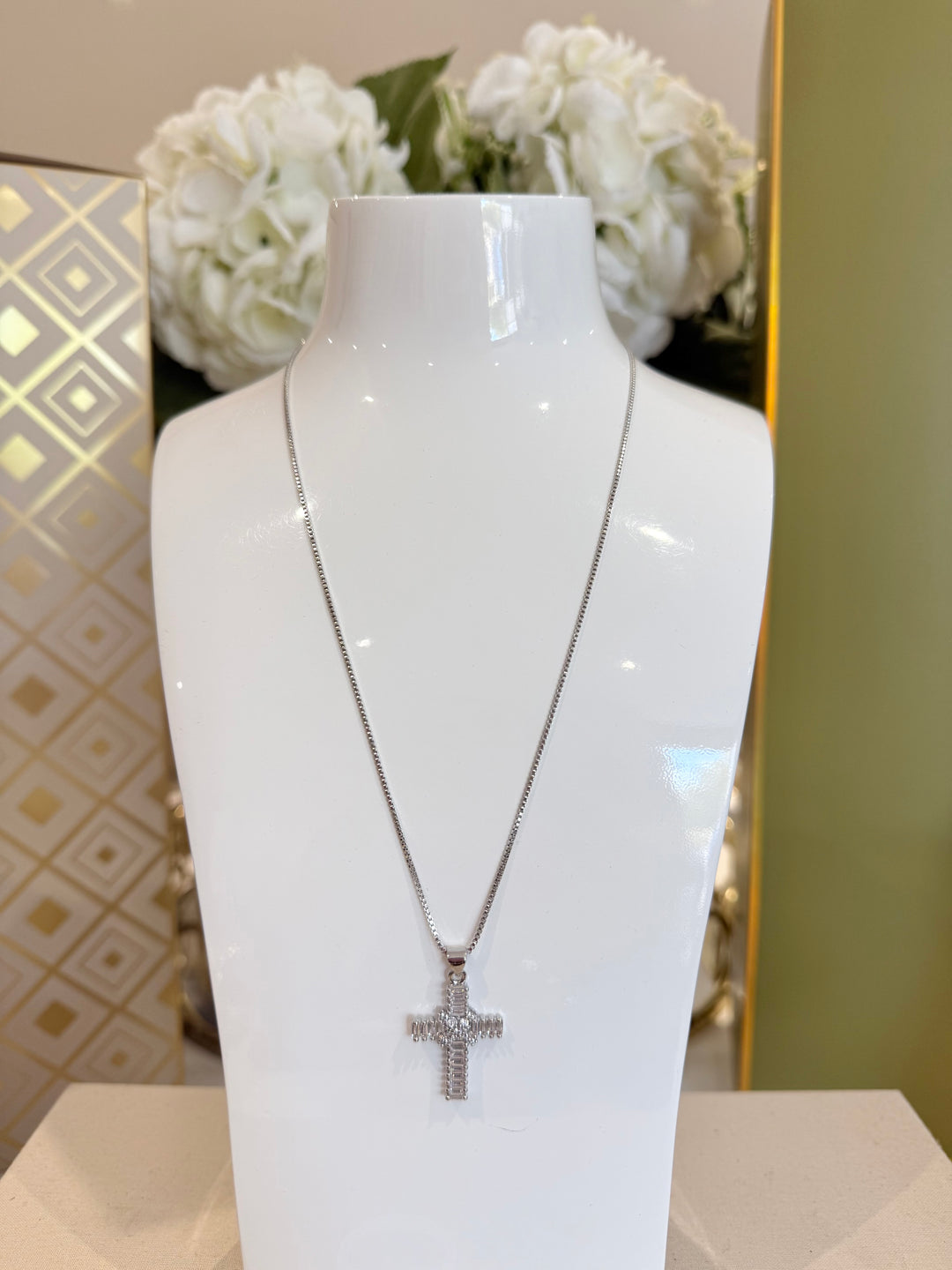 Encrusted Diamante Cross (2 Colours)