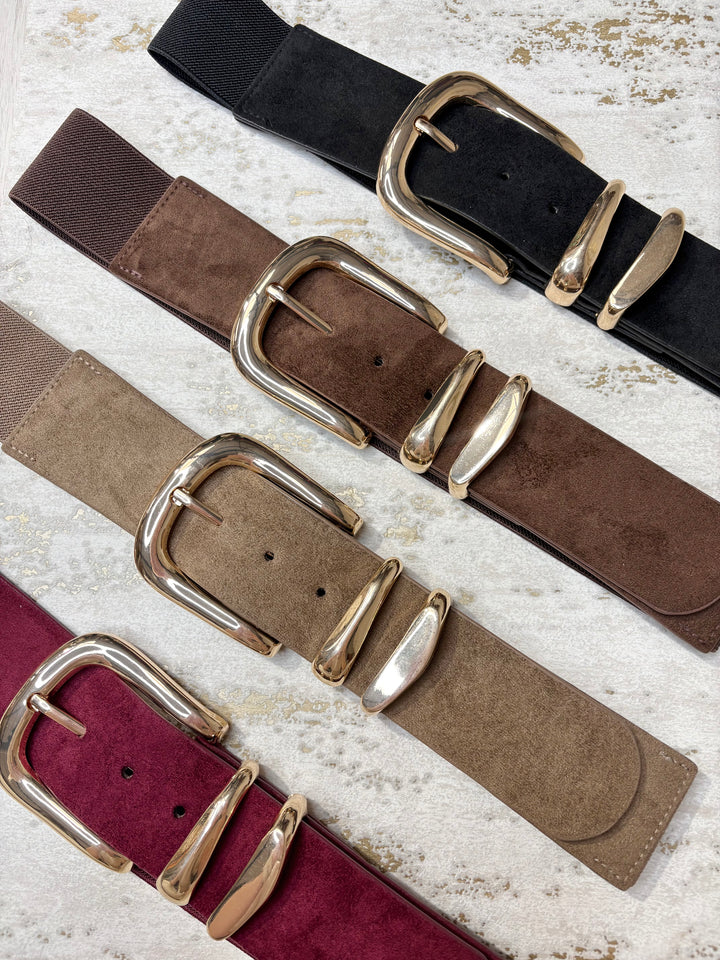 Double Link Suedette Stretch Belt (4 Colours)