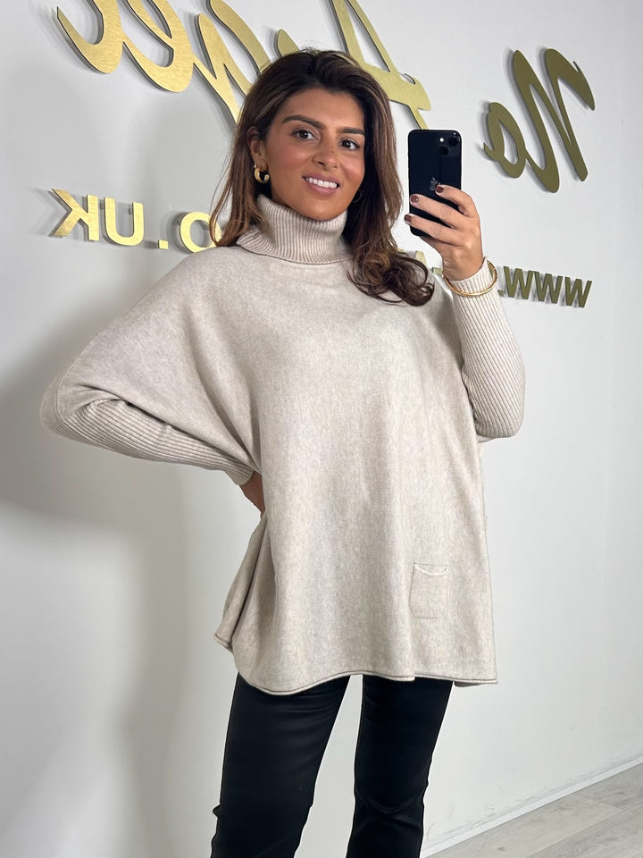 Button Pocket Detail Roll Neck Jumper (6 Colours)