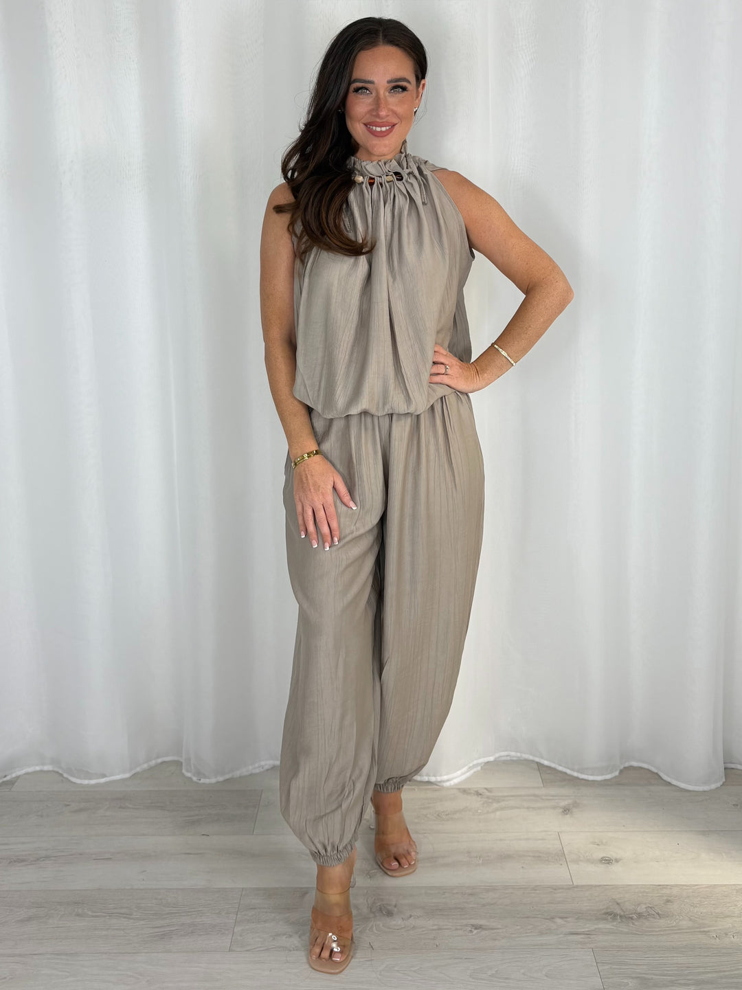 Harem Trouser And Balloon Top With Stone Detail Co-Ord (4 Colours)