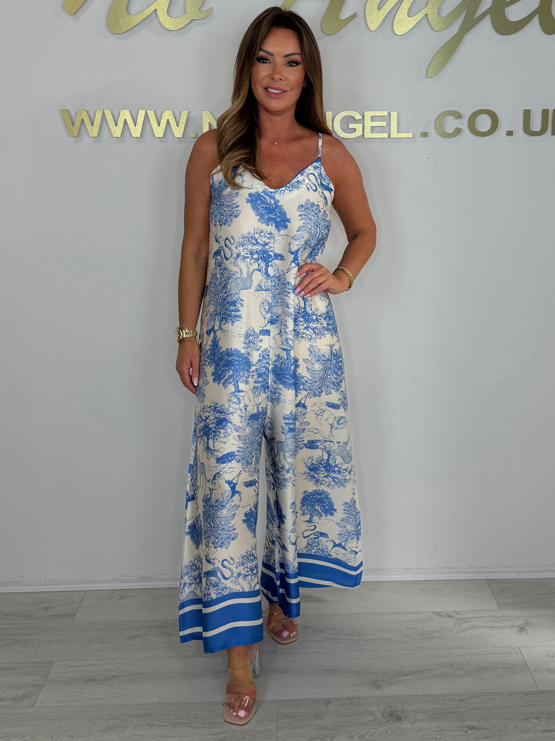 Printed Silk Mix Spaghetti Strap Jumpsuit (3 Colours)
