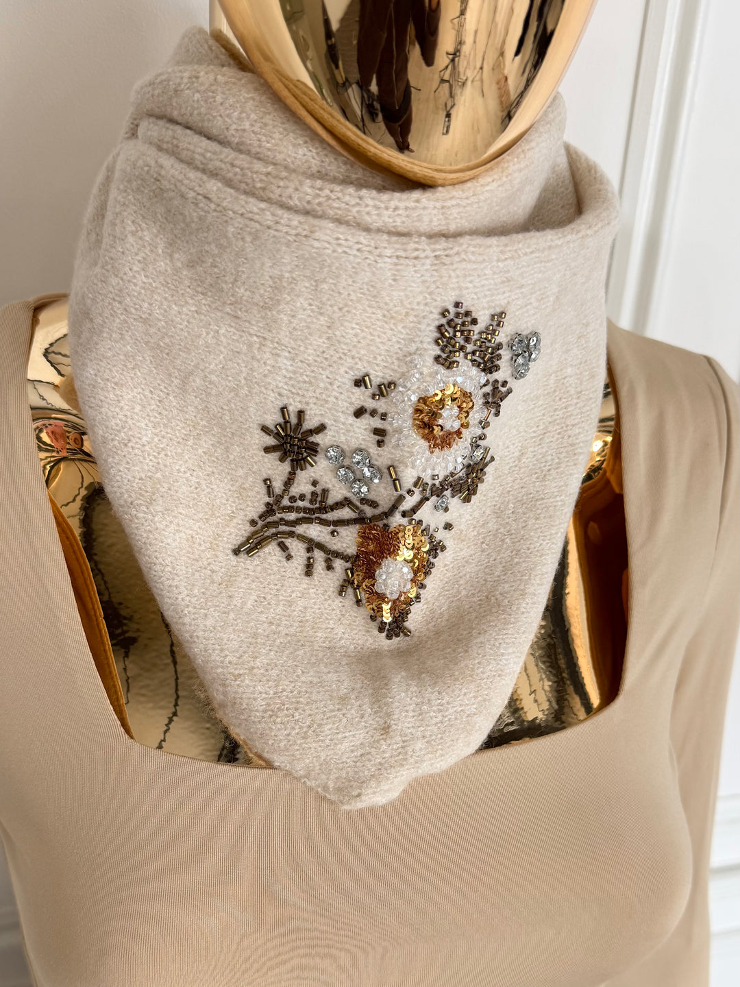 Embellished Knit Neck Bandana
