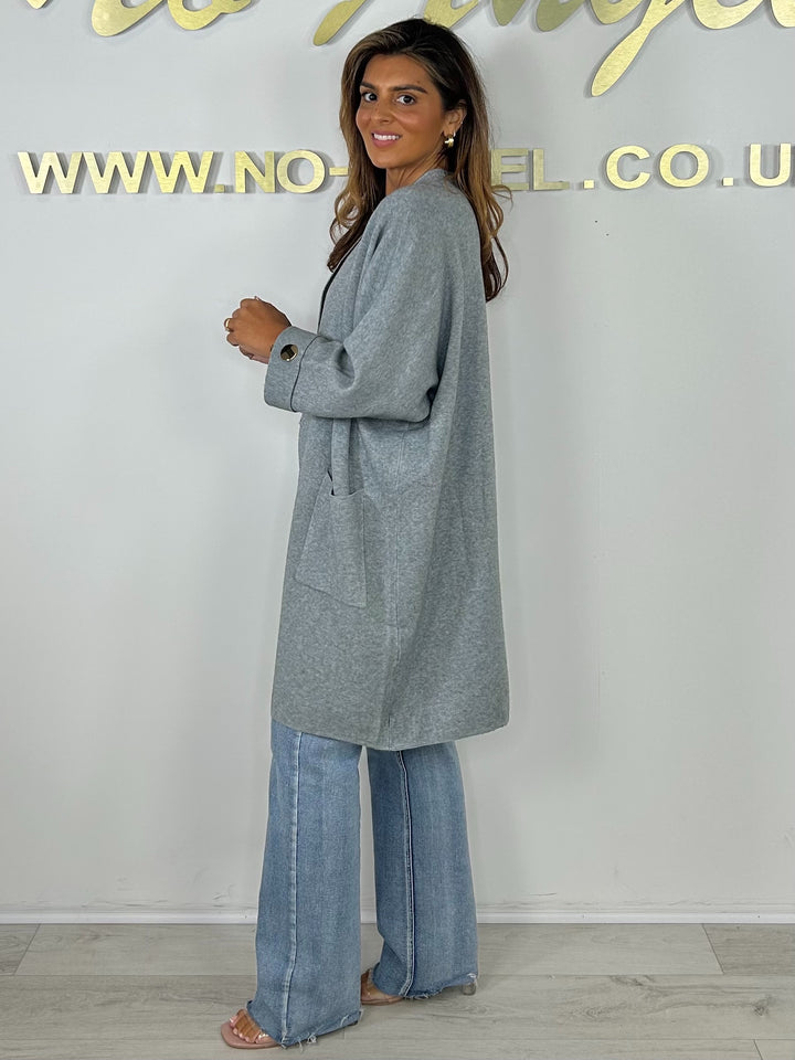 Soft Knit Gold Button Sleeve Open Longline Cardigan (5 Colours)