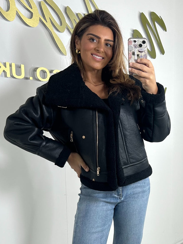Aviator Faux Leather Jacket (2 Colours)