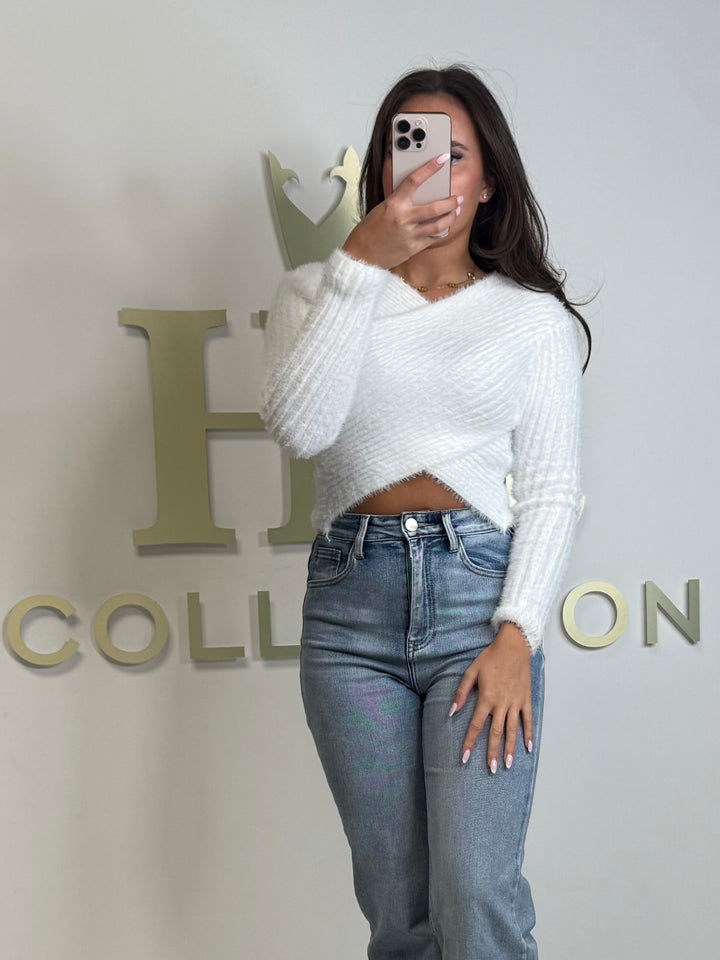 Fluffy Cross Over Jumper (3 Colours)