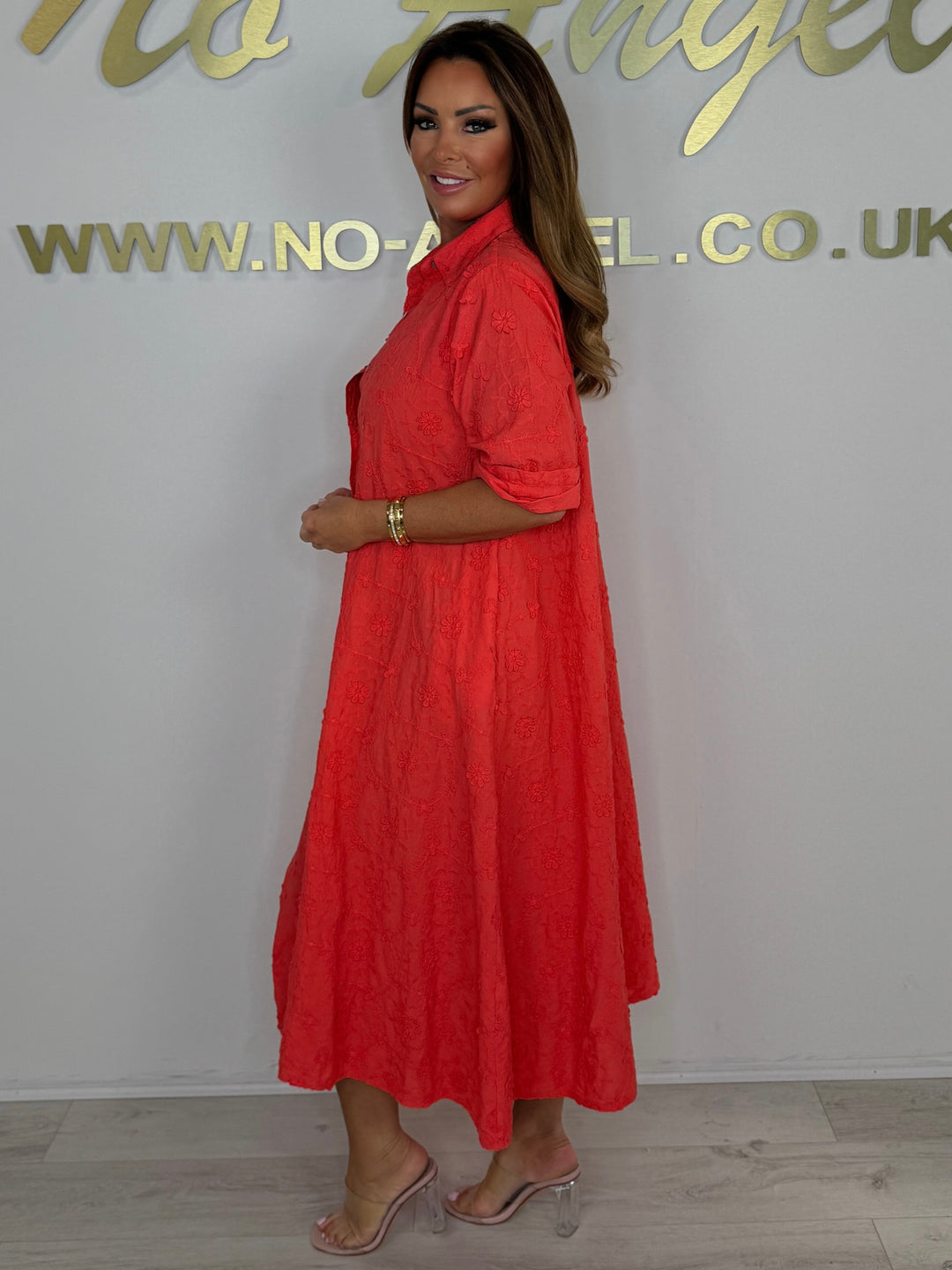Flower Embroidered Oversize Shirt Dress (2 Colours)