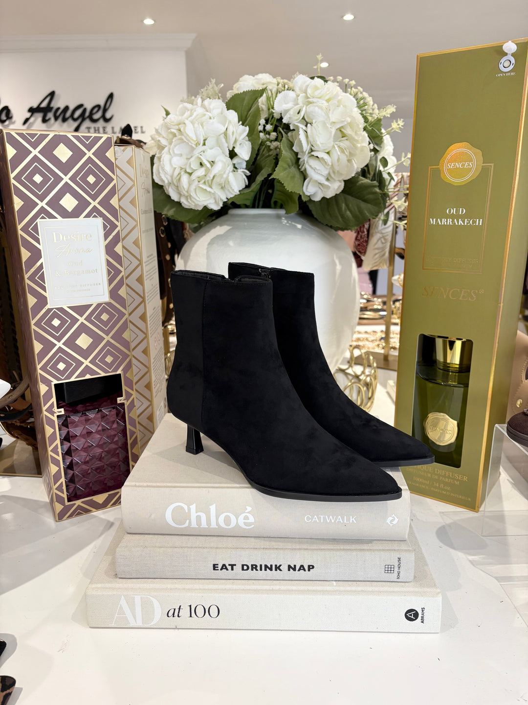 Brown & Black Suedette Ankle Kitten Heel Boot (2 Colours)