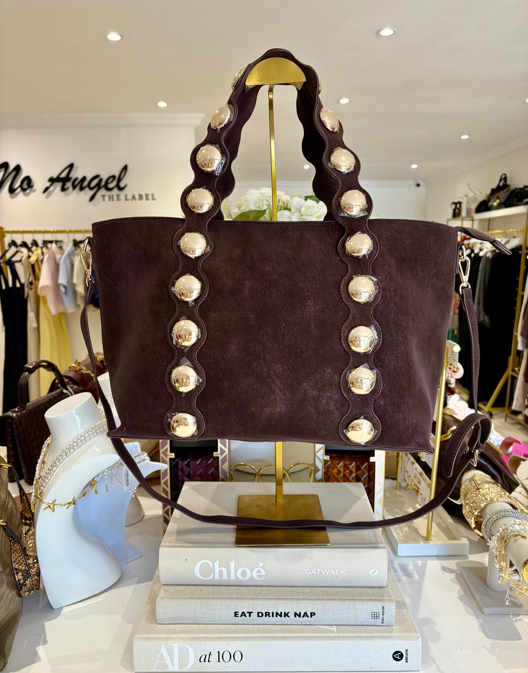 Suede Gold Disc Handbag (4 Colours)