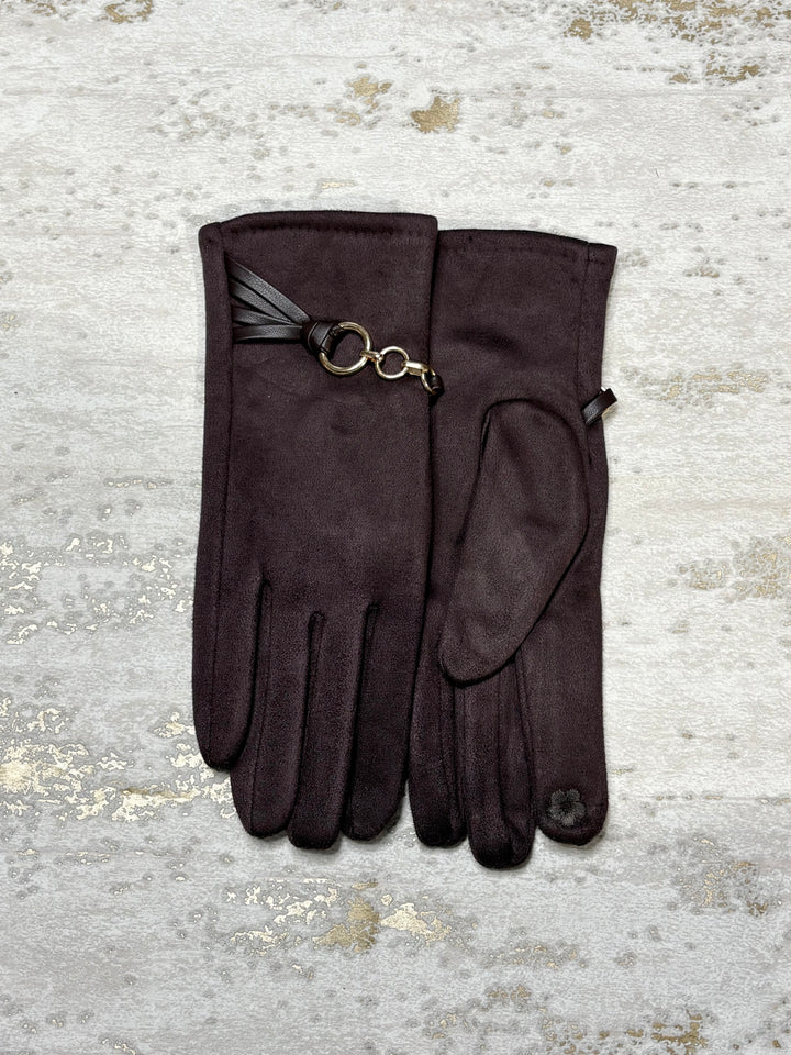Suede Gold Circle Buckle Glove (6 Colours)