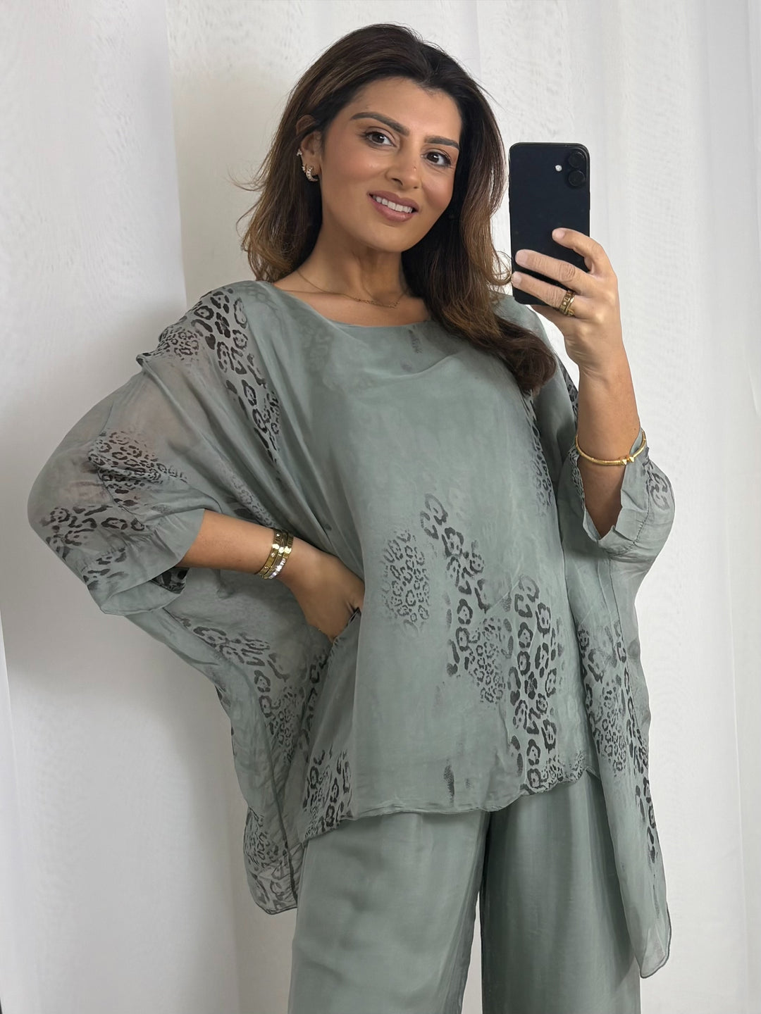 Silk Mix Animal Print Top (2 Colours)