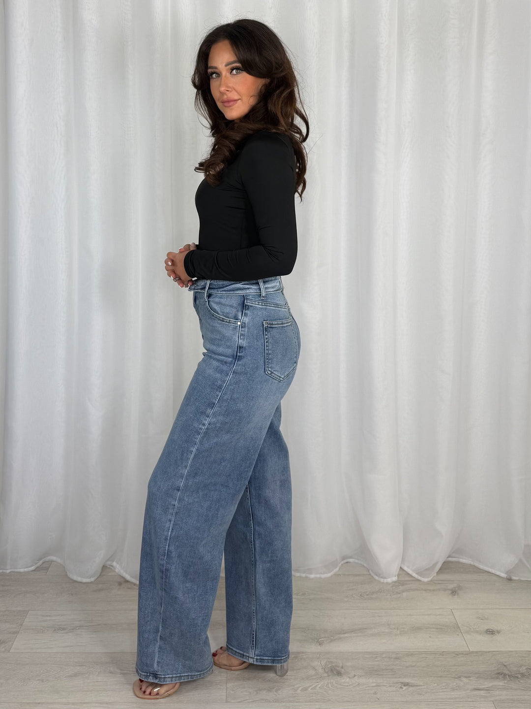 Fold Over Waist Balloon Jeans