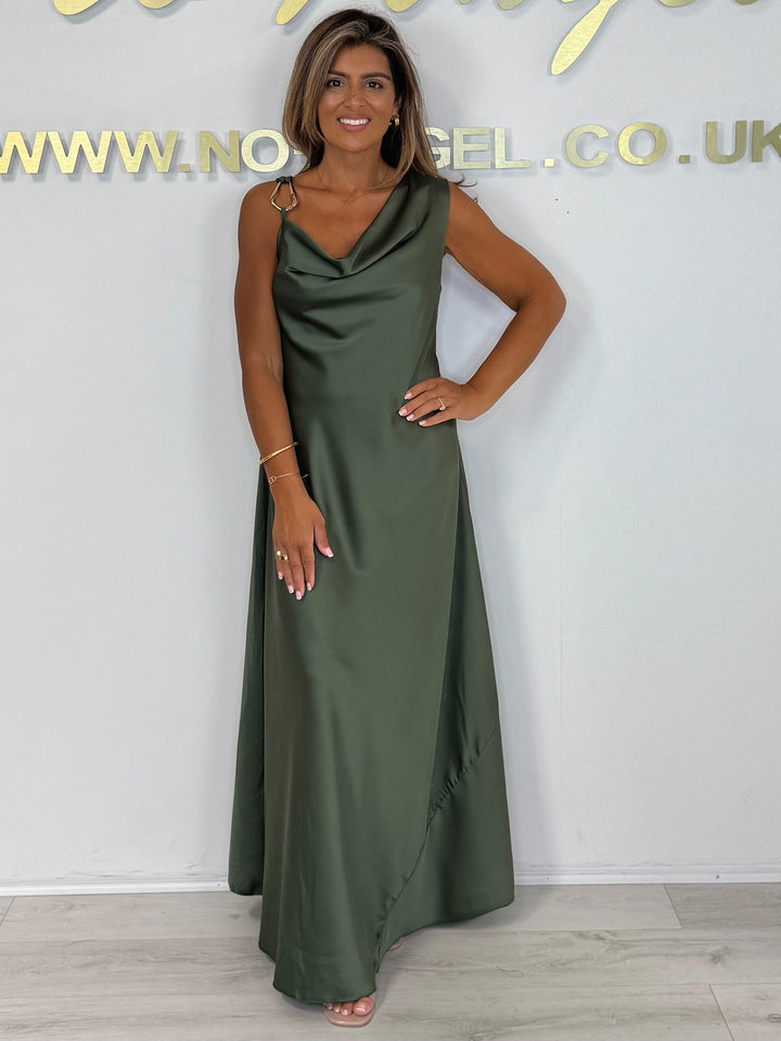 Cowl Neck Gold Detail Maxi Dress (3 Colours)