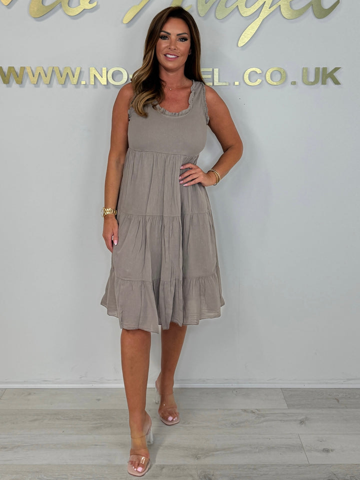 Ruffle Edge Ribbed Top Midi Dress (4 Colours)