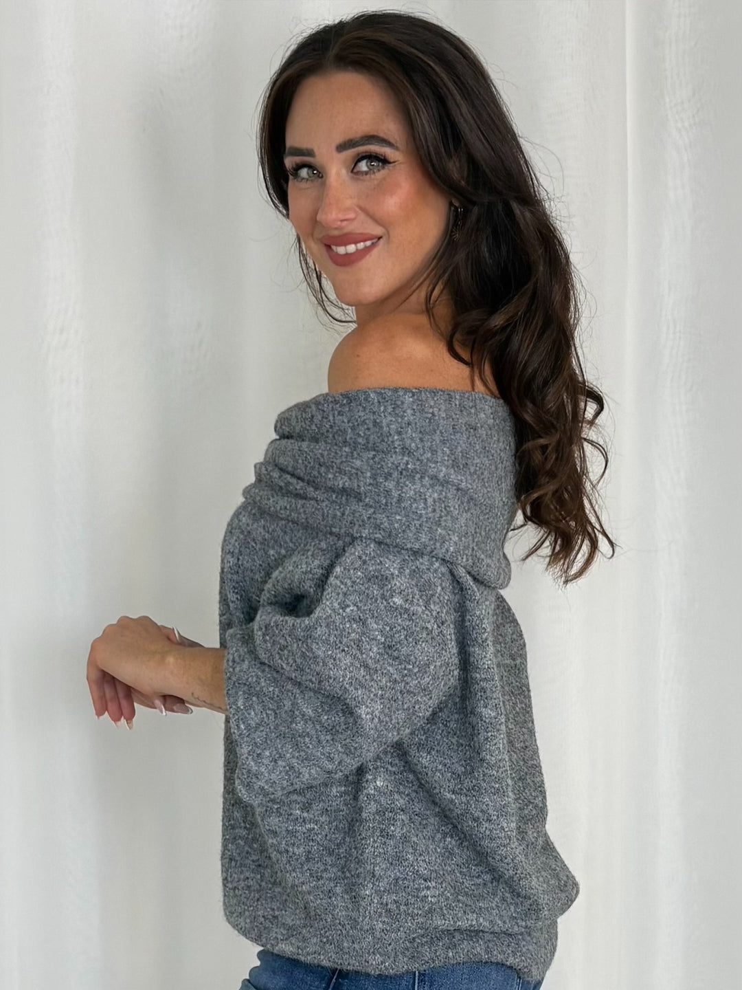 Off The Shoulder Bead Detail Knit Jumper (3 Colours)