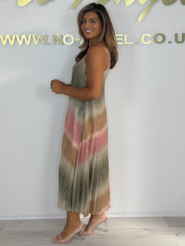 Printed Floaty Pleated Spaghetti Strap Dress (5 Colours)