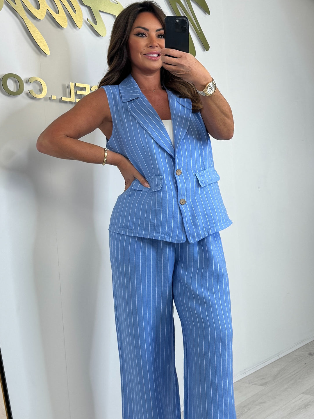 Linen Pinstripe Waistcoat Trouser Co-ord (3 Colour)