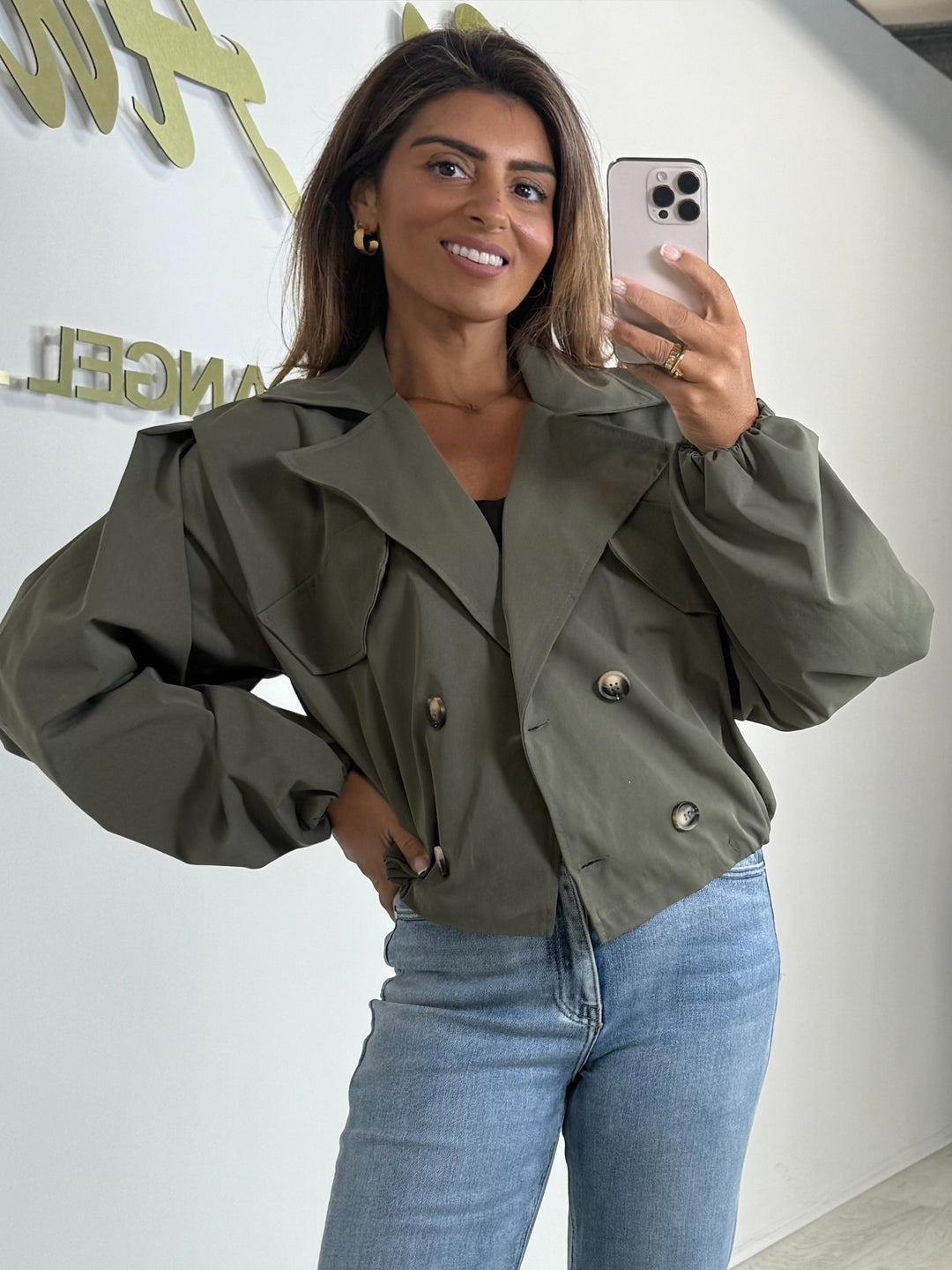 Balloon Style Double Breasted Collared Parker Jacket (3 Colours)