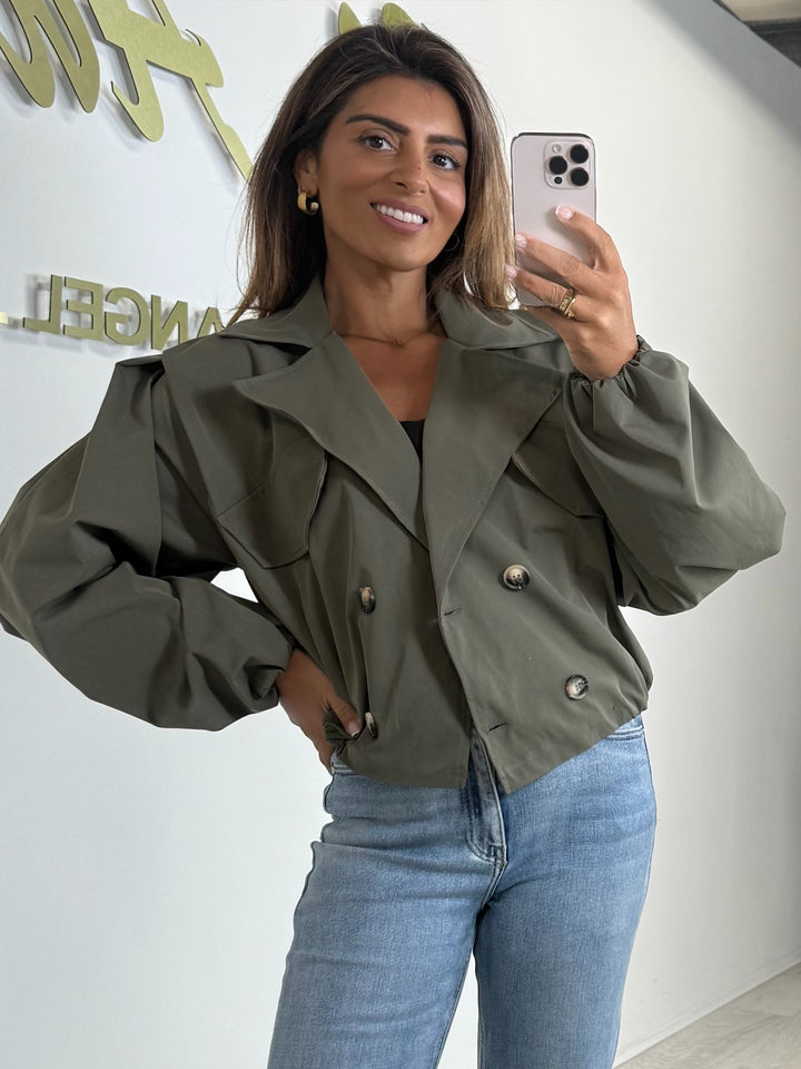 Balloon Style Double Breasted Collared Parker Jacket (3 Colours)