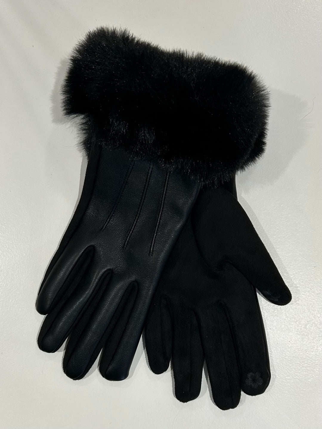 Faux Leather Fur Cuff Gloves (4 Colours)