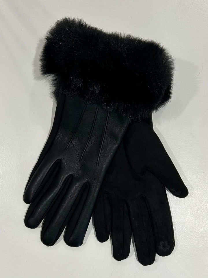 Faux Leather Fur Cuff Gloves (4 Colours)