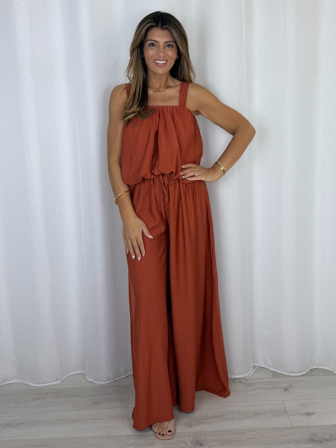 Balloon Style Thick Strap Top And Pleated Trouser Co-Ord (10 Colours)