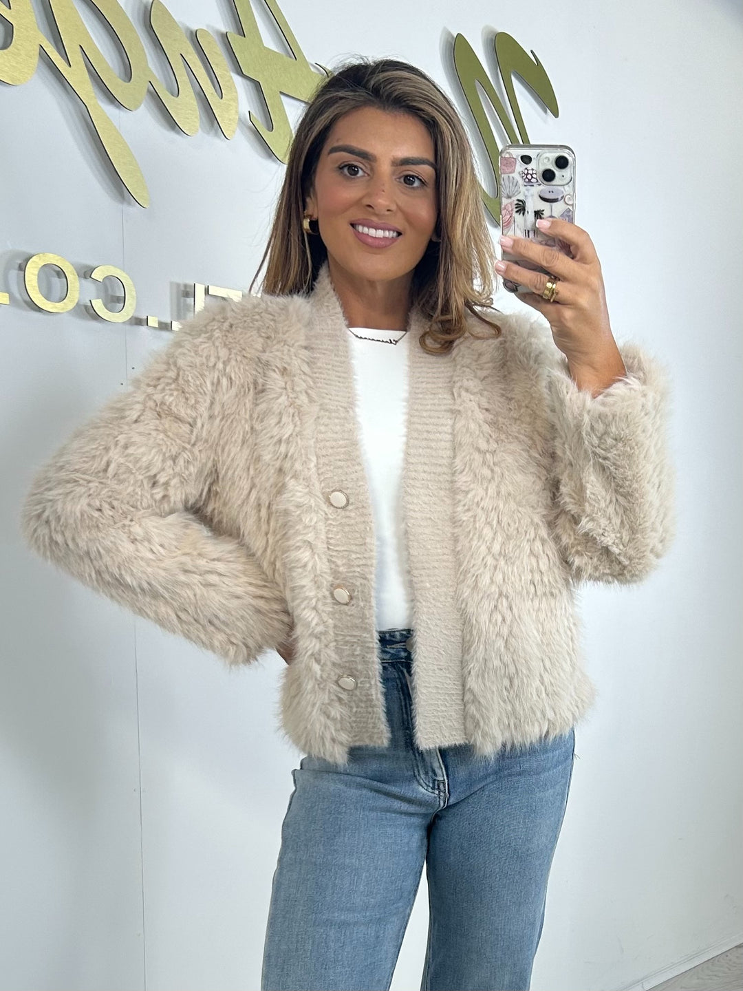 Faux Fur Pearl Button Jacket (4 Colours)