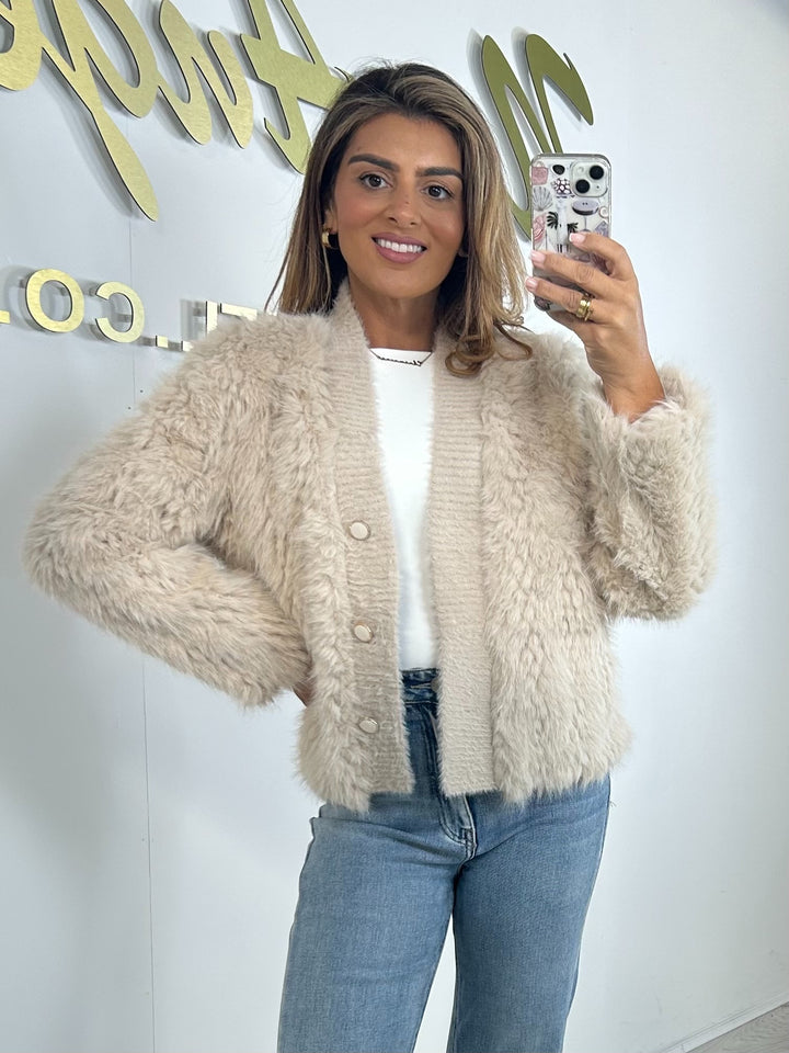 Faux Fur Pearl Button Jacket (4 Colours)