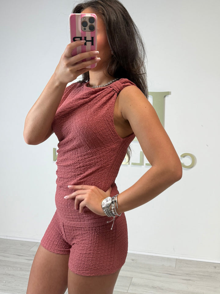 Crinkle Knot Detail Shorts Co-ord (2 Colours)