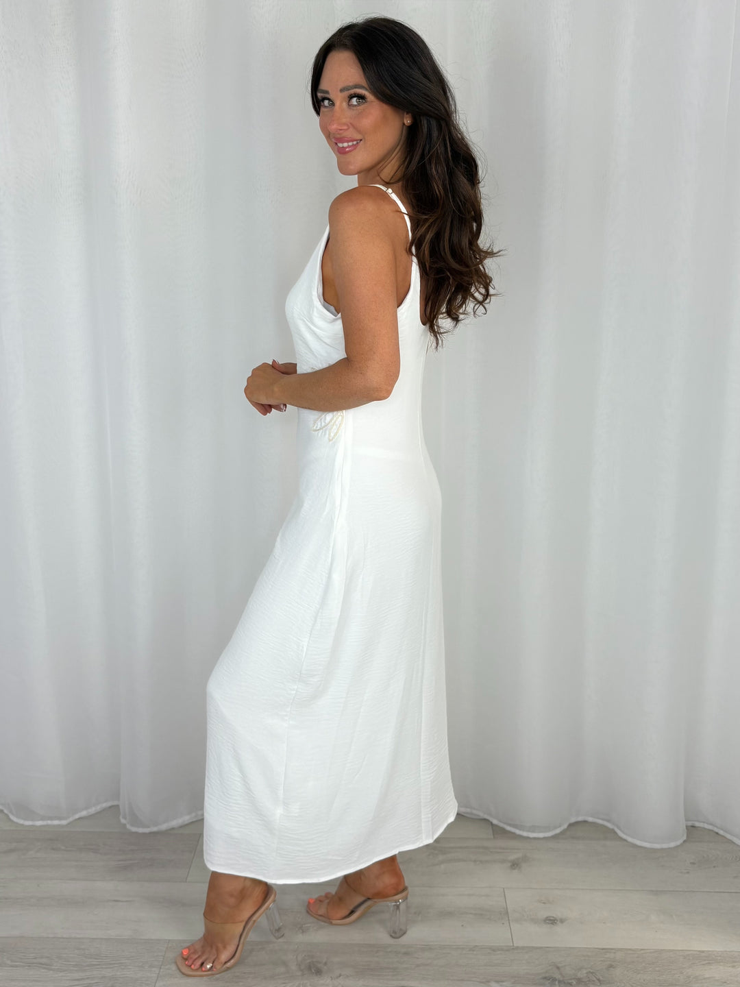 Maxi Dress With Floral Embroidery (3 Colours)