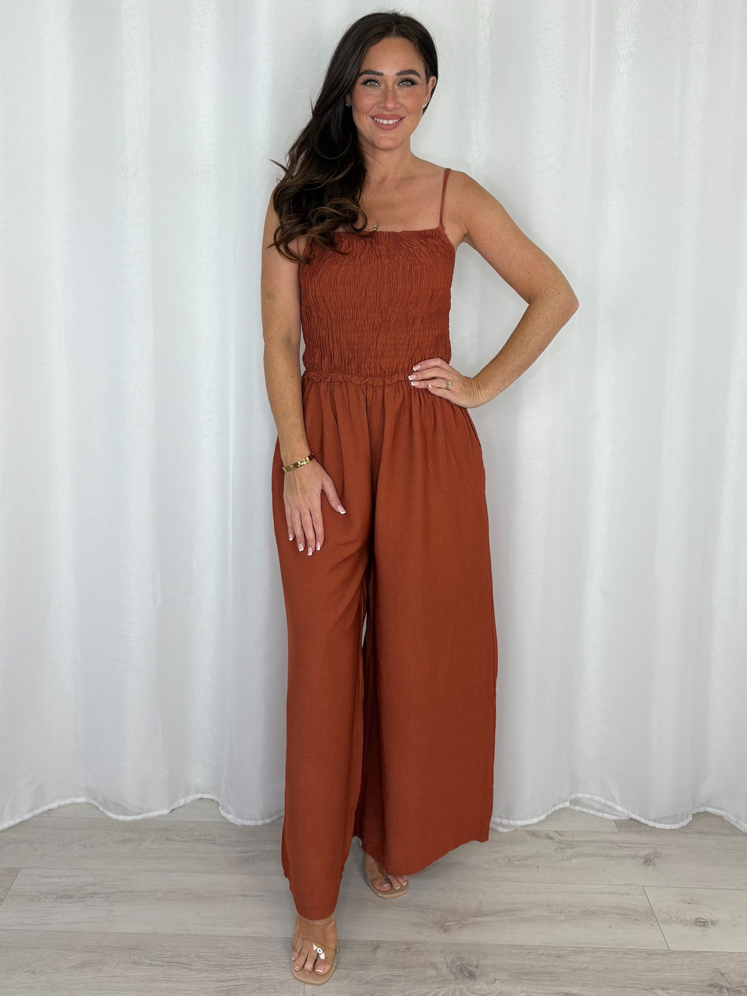 Smocked Wide Leg Jumpsuit (4 Colours)
