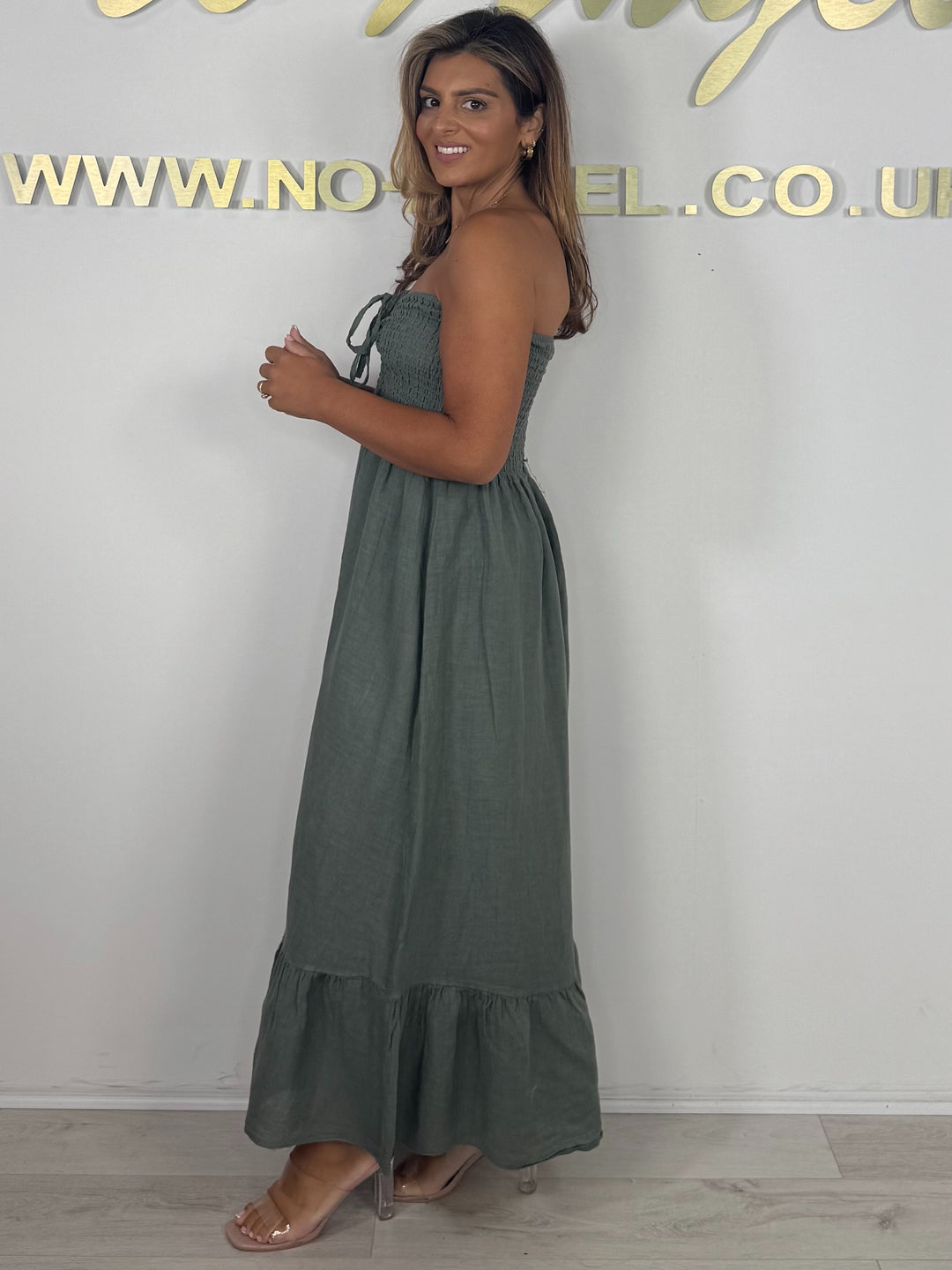 Linen Smocked Bardot Maxi Dress (7 Colours)
