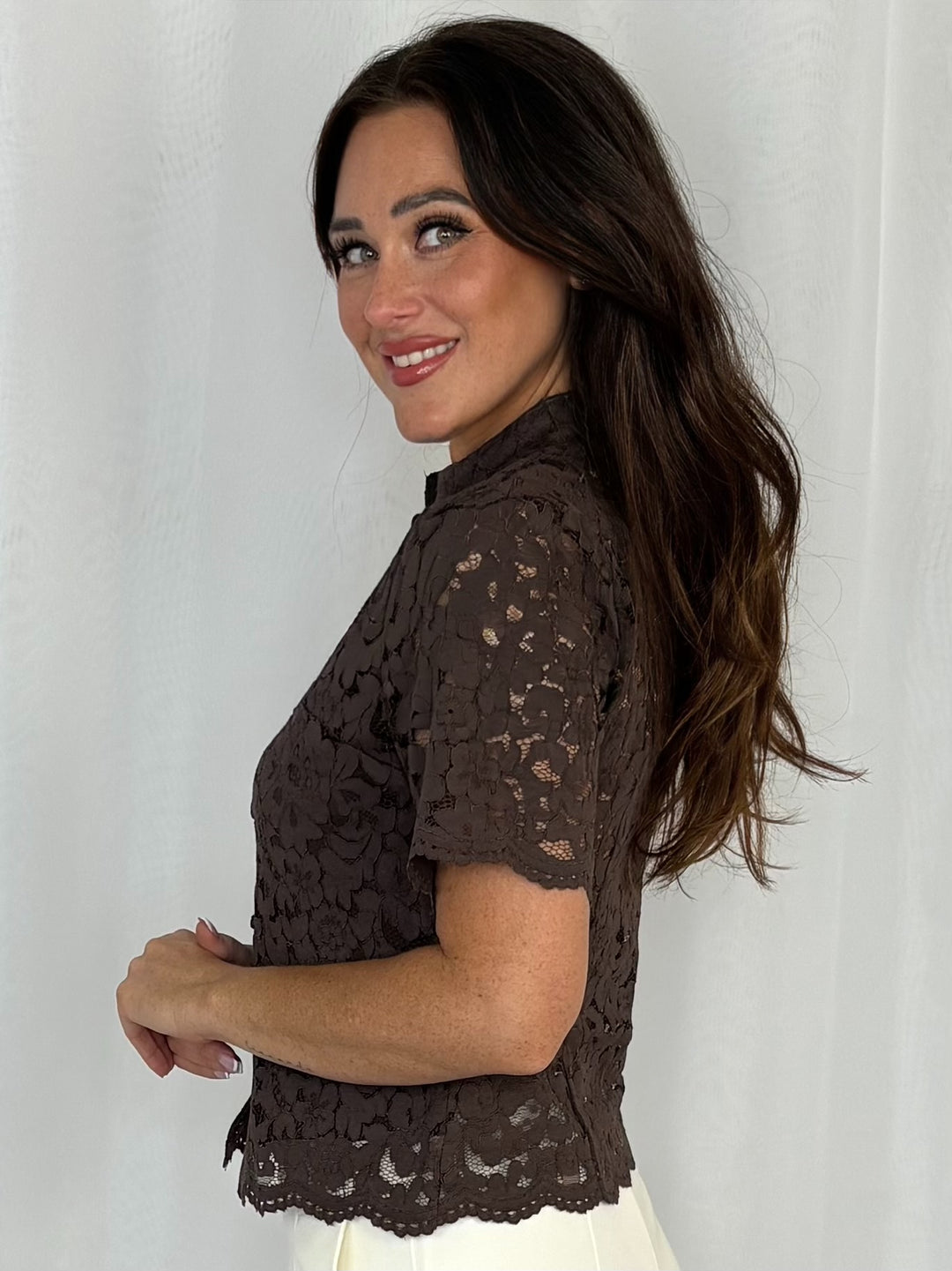 Lace Style Top With Knot Fastening (2 Colours)