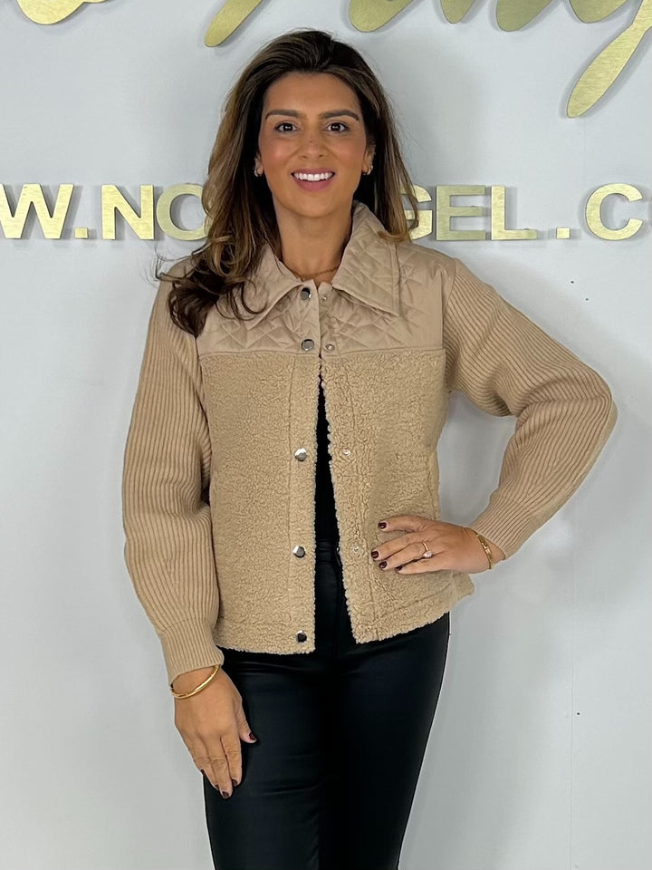 Quilted Ribbed Sleeve Teddy Jacket (2 Colours)