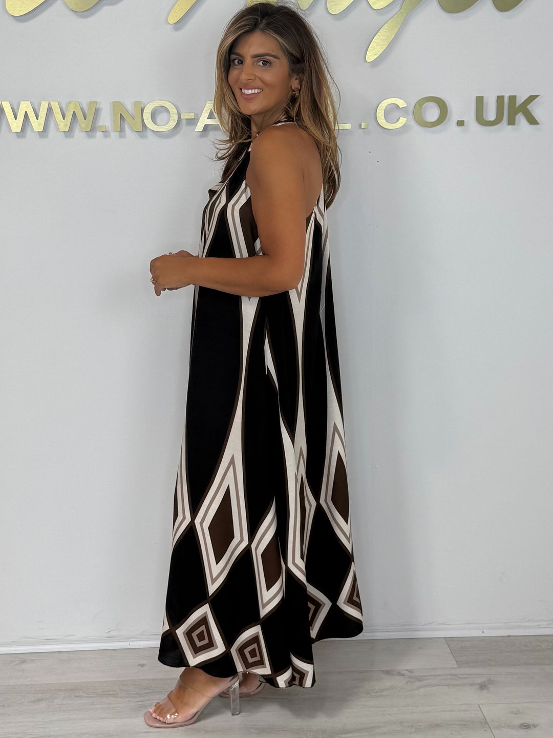 Diamond Detail V Neck Gold Hardware Floaty  Dress (3 Colours)