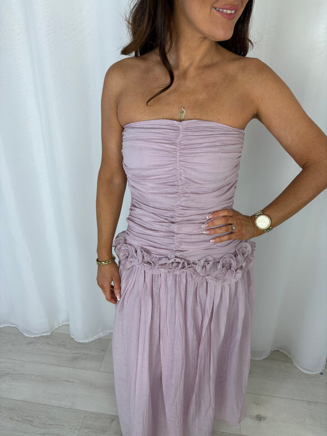 Ruched Top Detail Floaty Maxi Dress (2 Colours)