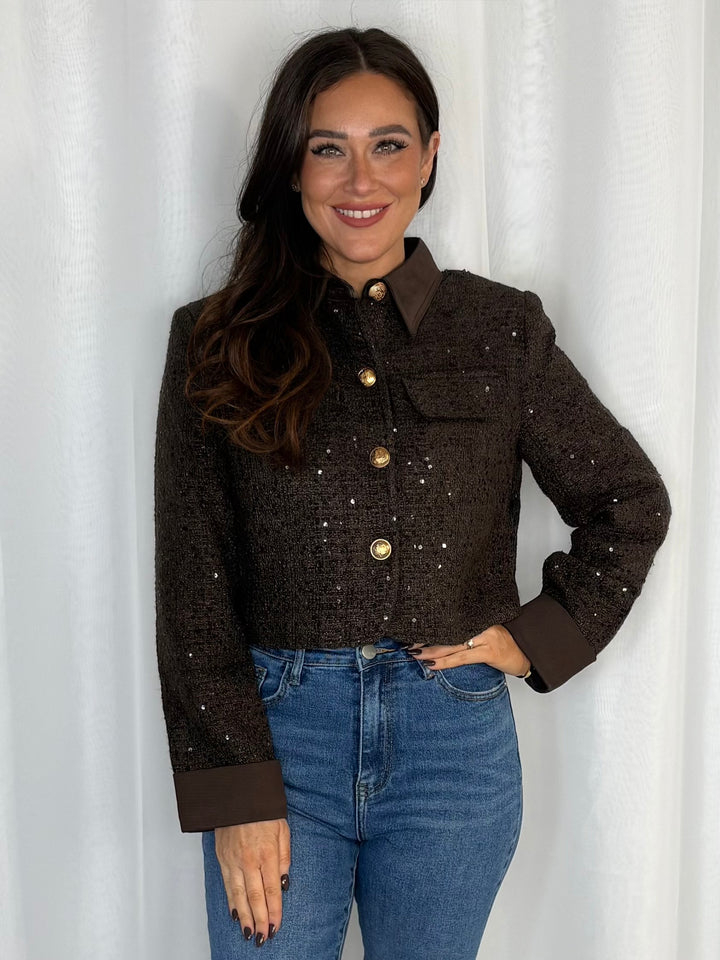 4 Gold Button Textured Boucle Cropped Jacket (3 Colours)