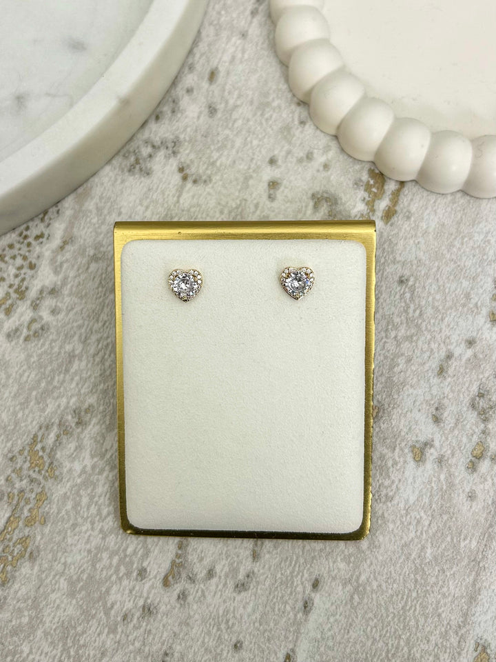 Diamante Heart Stone Studs (2 Colours)