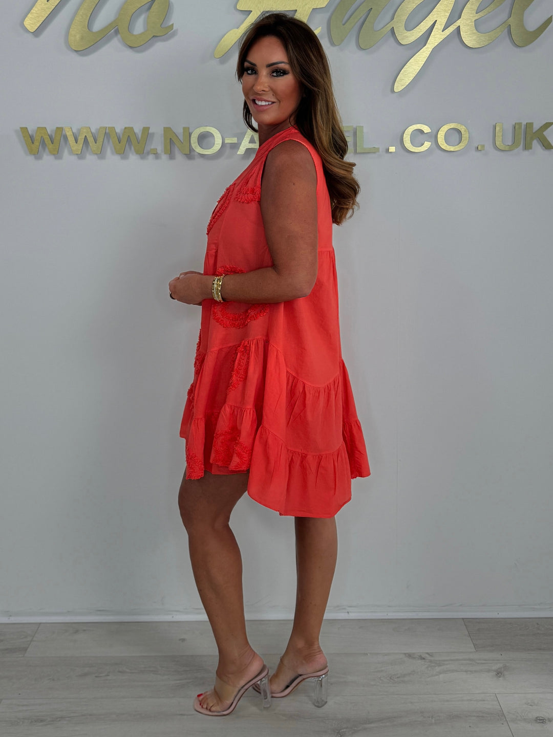 Heart Embossed Sleeveless Smock Dress (5 Colours)
