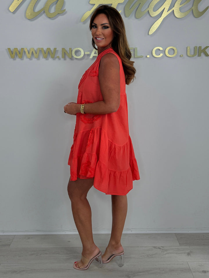 Heart Embossed Sleeveless Smock Dress (5 Colours)