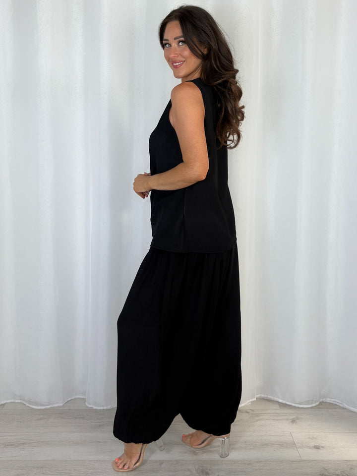 Harem Trouser Tie Side Vest Co-Ord (6 Colours)