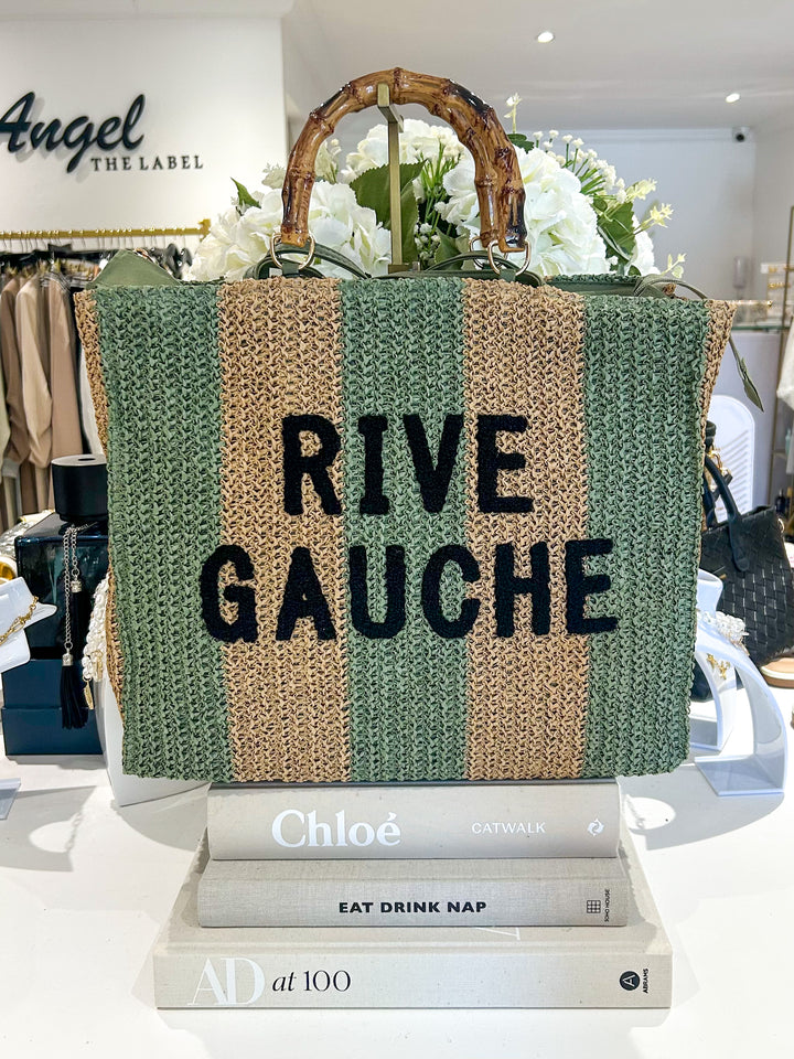 Rive Gauche Striped Bamboo Handle Bag (3 Colours)
