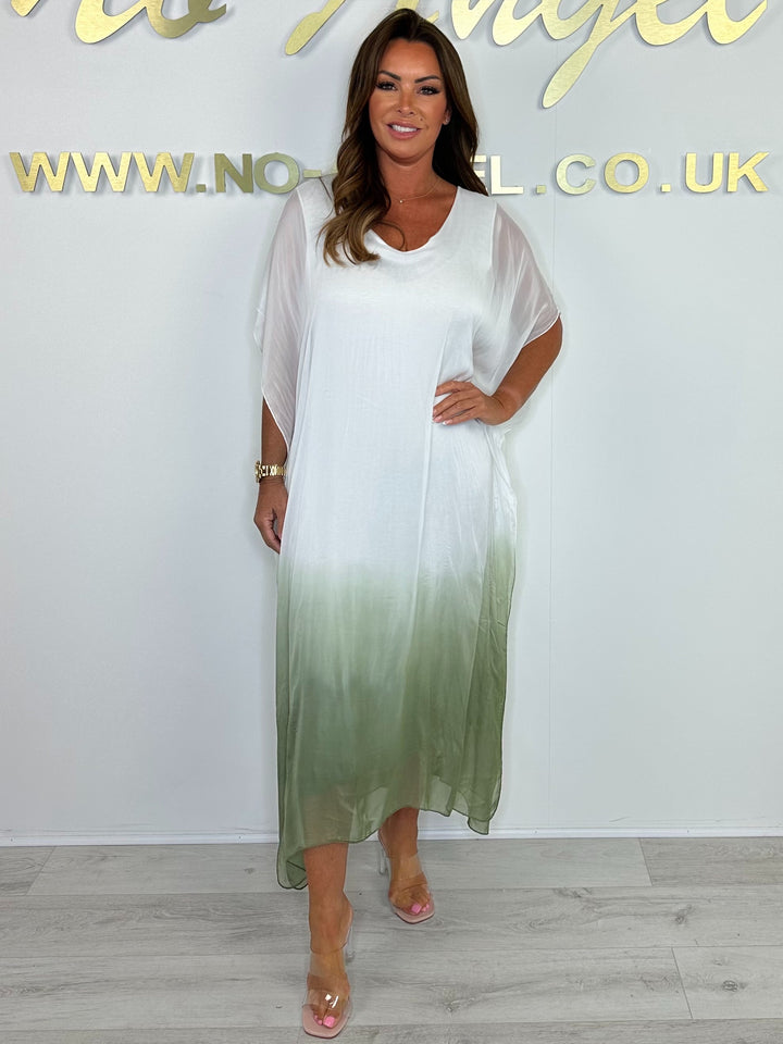 Silk Mix Tie Dye V-Neck Dress (4 Colours)