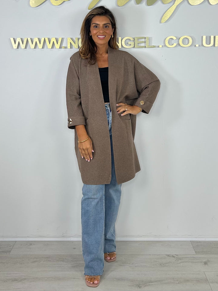 Soft Knit Gold Button Sleeve Open Longline Cardigan (5 Colours)