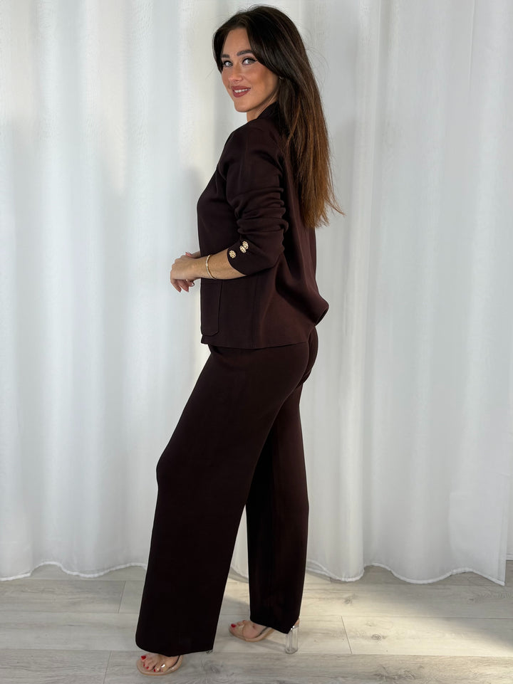 Large Gold Button Cardigan And Trouser Co-Ord (5 Colours)