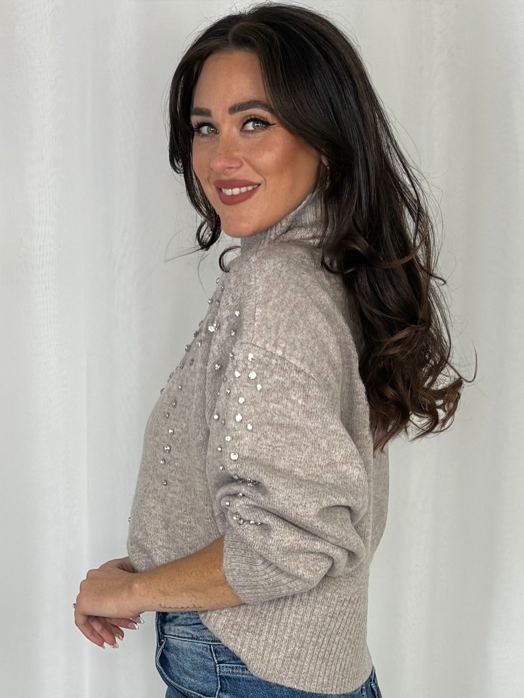 Jewelled Turtle Neck Jumper (2 Colours)