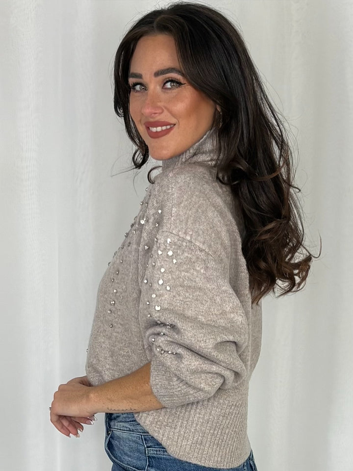 Jewelled Turtle Neck Jumper (2 Colours)