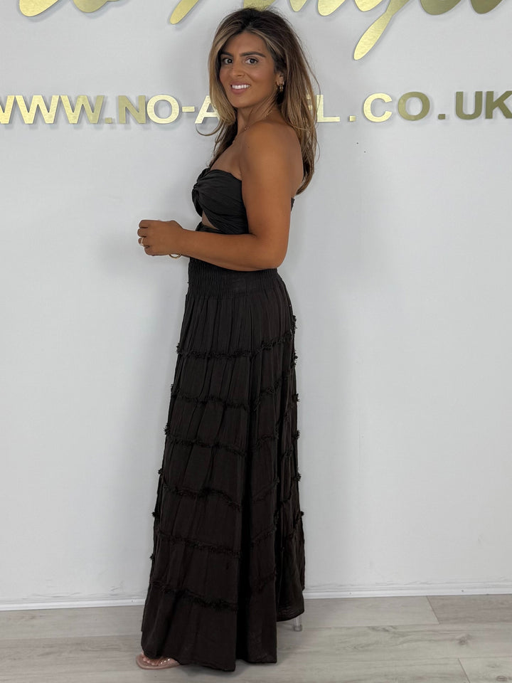 Knot Front Detail Raw Edge Detail Maxi Dress (5 Colours)
