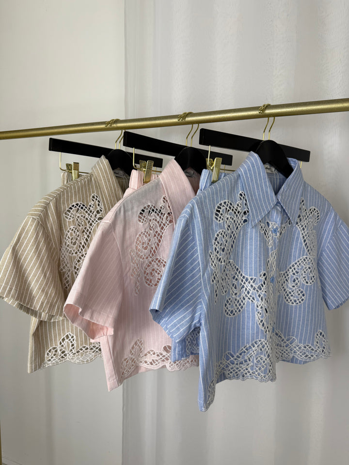 Havana - Embroidered Stripe Co-Ord (Pink)